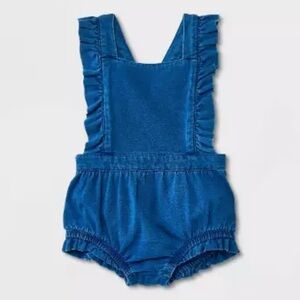 Hudson Baby Toddler Girls Plush Jumpsuit, Medium Wash, 6-9 month